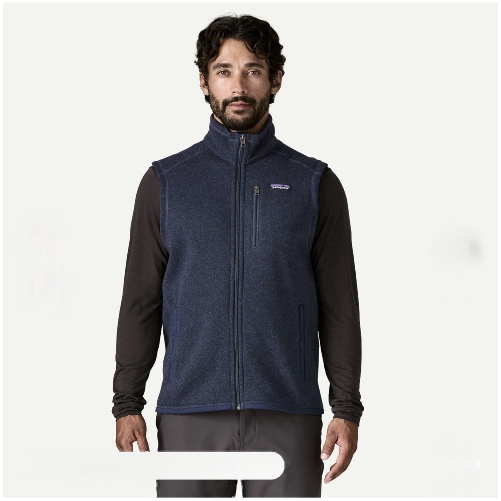 Patagonia Mens Better Sweater Vest Large Navy Blue Full Zip Fleece Gorp Hiking